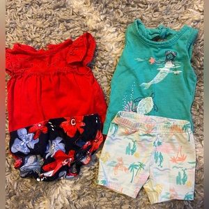 Carters, top and bloomers, top and shorts, 3 month